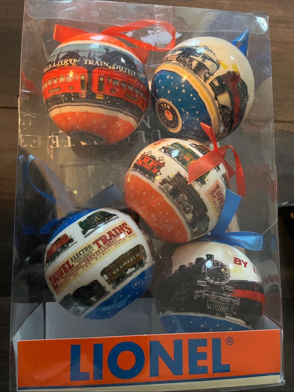 Lionel Holiday Train Ornament Set - Blue & Orange